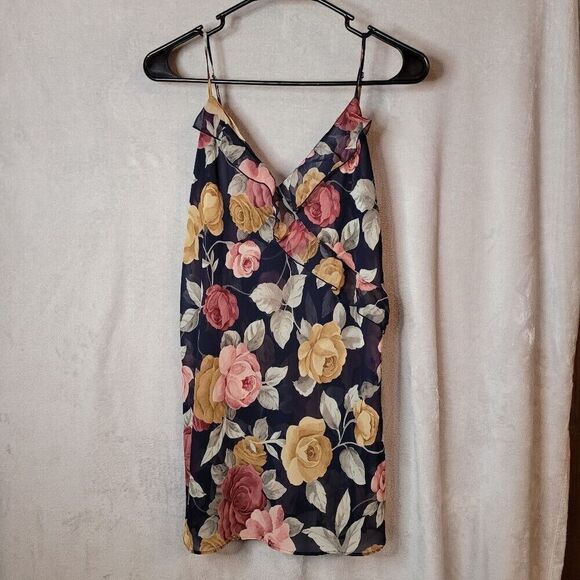 Victoria's Secret Chemise Floral Ruffled Nightie Slip Rose Boudoir Small Y2k - Picture 1 of 8